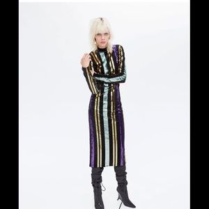 Zara sequin long sleeve dress